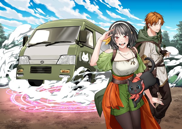 Manga illustration for Akuyaku Reijō wa Camping Car de Tabi ni Deru: Aibyō to Mankitsusuru <a href=